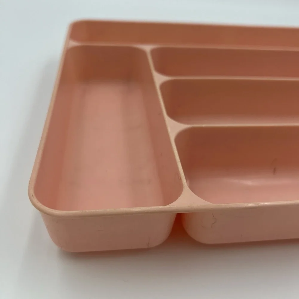 Vintage Lustro-ware Plastic Cutlery 5 drawer‎ Kitchen organizer dusty Pink Retro